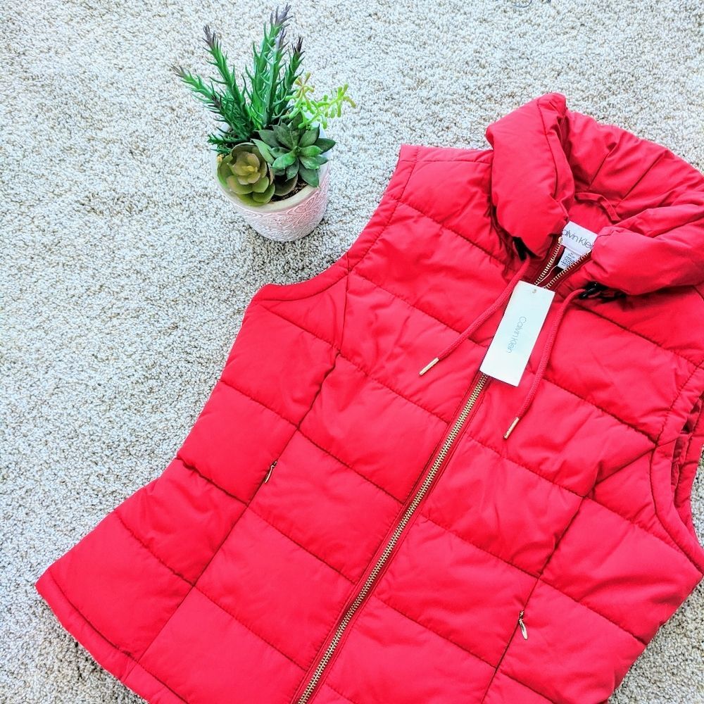 NWT Red Calvin Klein Puffer Vest Small - Picture 4 of 12